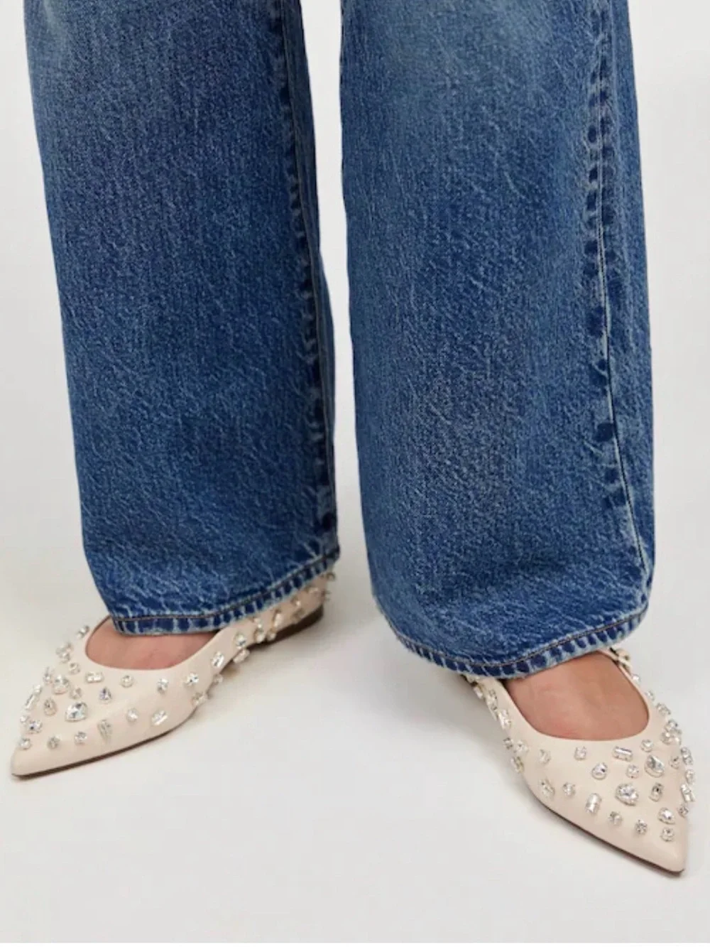 Madewell Elsie Mary Jane Rhinestone Flats in Ecru - Picture 2 of 5